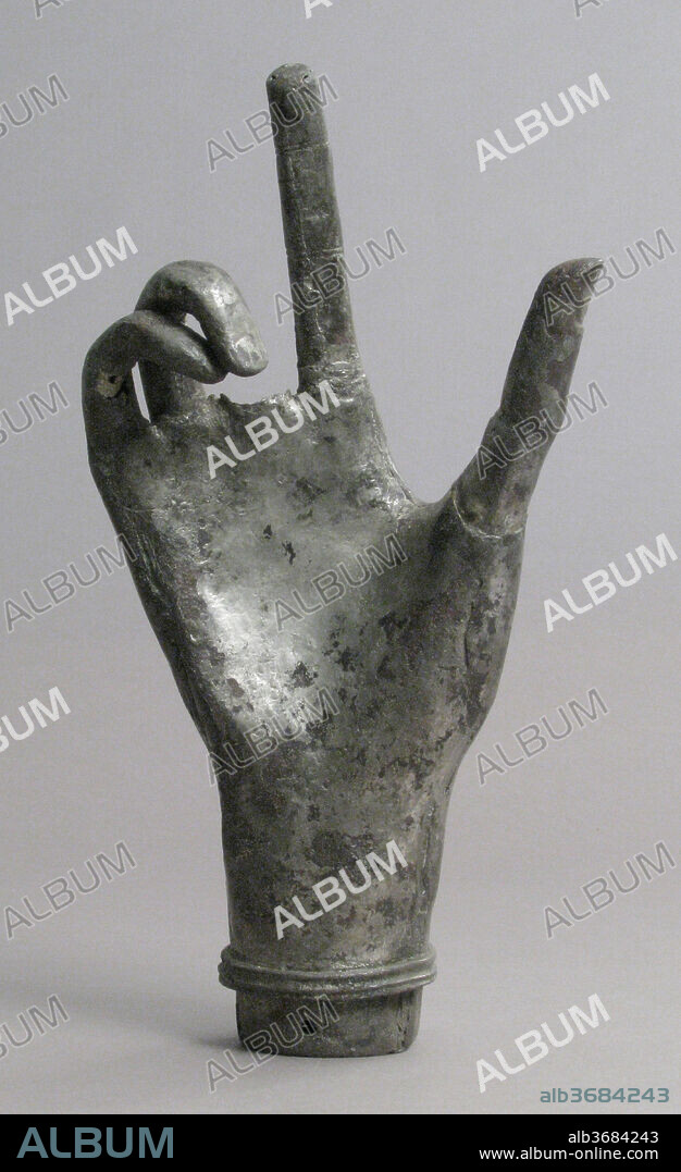 Reliquary, Hand from. Culture: French. Dimensions: Overall: 9 1/8 x 4 13/16 x 1 7/8 in. (23.2 x 12.3 x 4.7 cm). Date: 13th century.