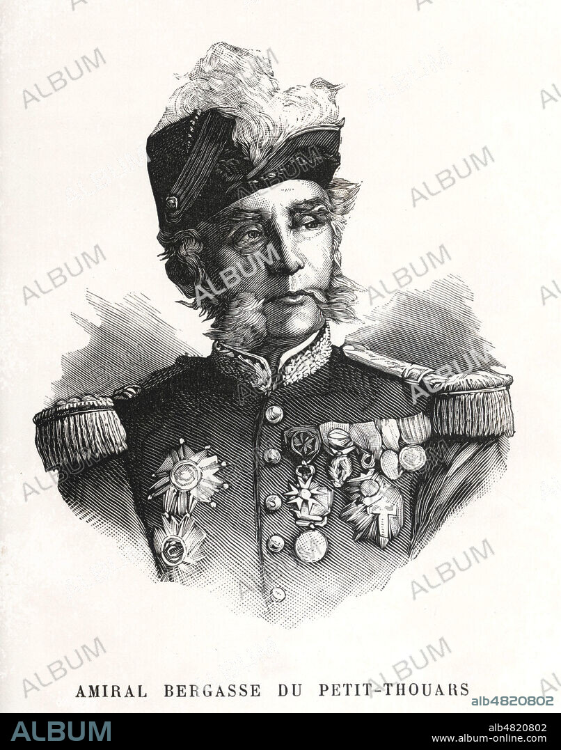 Amiral Abel BERGASSE du PETIT-THOUARS (1832-1890). Illustration anonyme de 1893 pour Les du Petit-Thouars Une famille de marins par Jacques de LA FAYE (1855-1940). Credit : Collection Jonas/Kharbine-Tapabor.