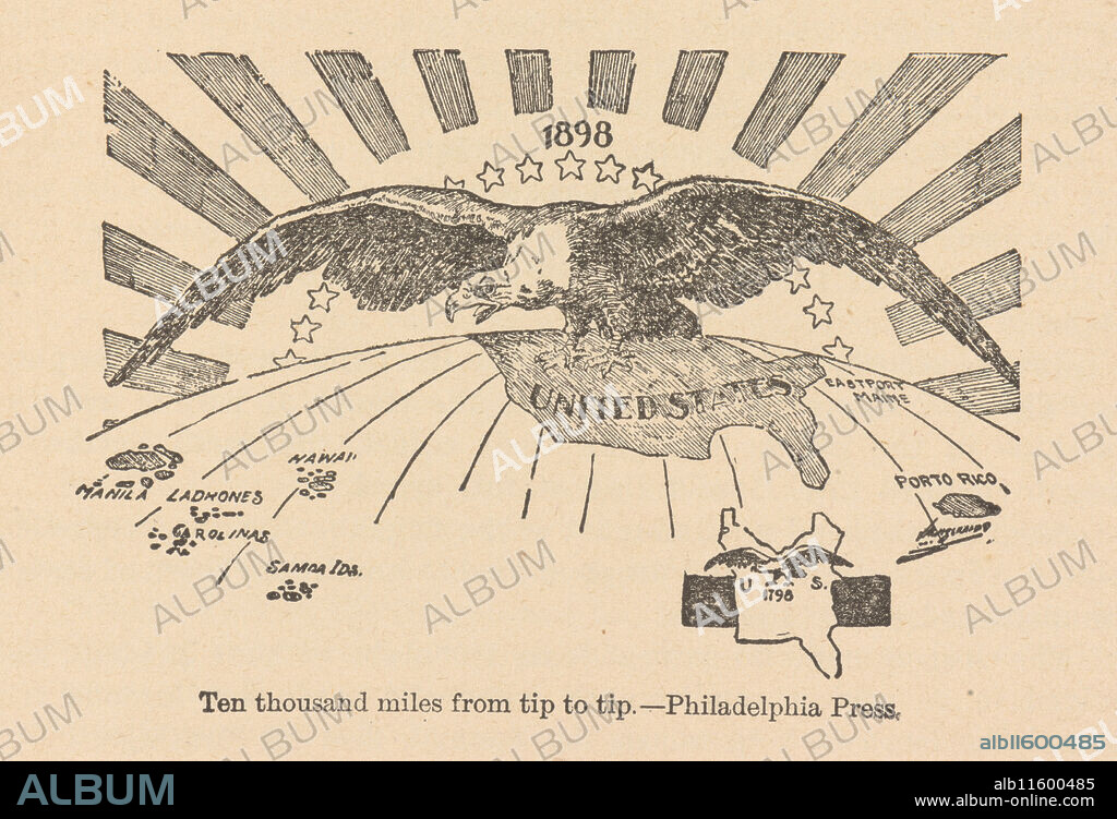 ANÓNIMO. Ten thousand miles from tip to tip, the American Eagle spreads his wings from the Philippines to Porto Rico.