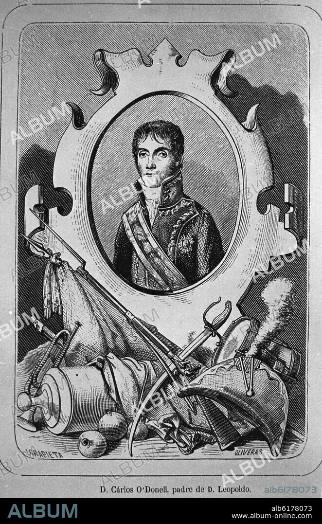 OLIVERAS. RETRATO DE CARLOS O'DONNELL - 1773/1830 - PADRE DE LEOPOLDO O'DONNELL.