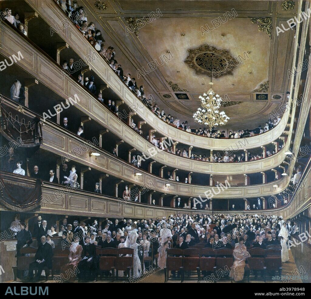 'Auditorium in the Old Burgtheater, Vienna', 1888. From the collection of the Historical Museum der Stadt Wien, Vienna.