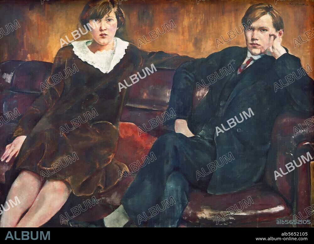 WILLY JAECKEL. Jaeckel, Willy. 1888-1944. "Geschwister Wilke", 1926. (Wilke Siblings). Oil on canvas, 120 × 80 cm. Private collection.