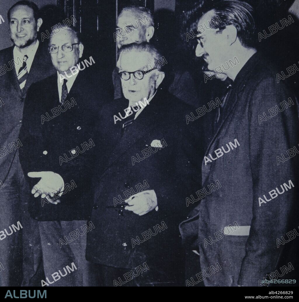 Jordi Rubio, Joan Fuster, Josep Mª Castellet, A. Moragas Badía y Margarit. Año 1969.