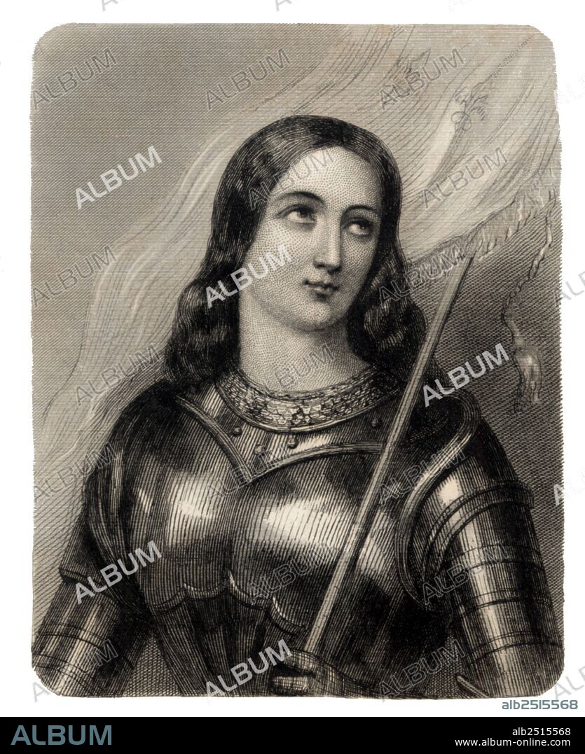 Santa Juana de Arco (1412-1431), la doncella de Orleans, heroína francesa. Grabado de 1880.