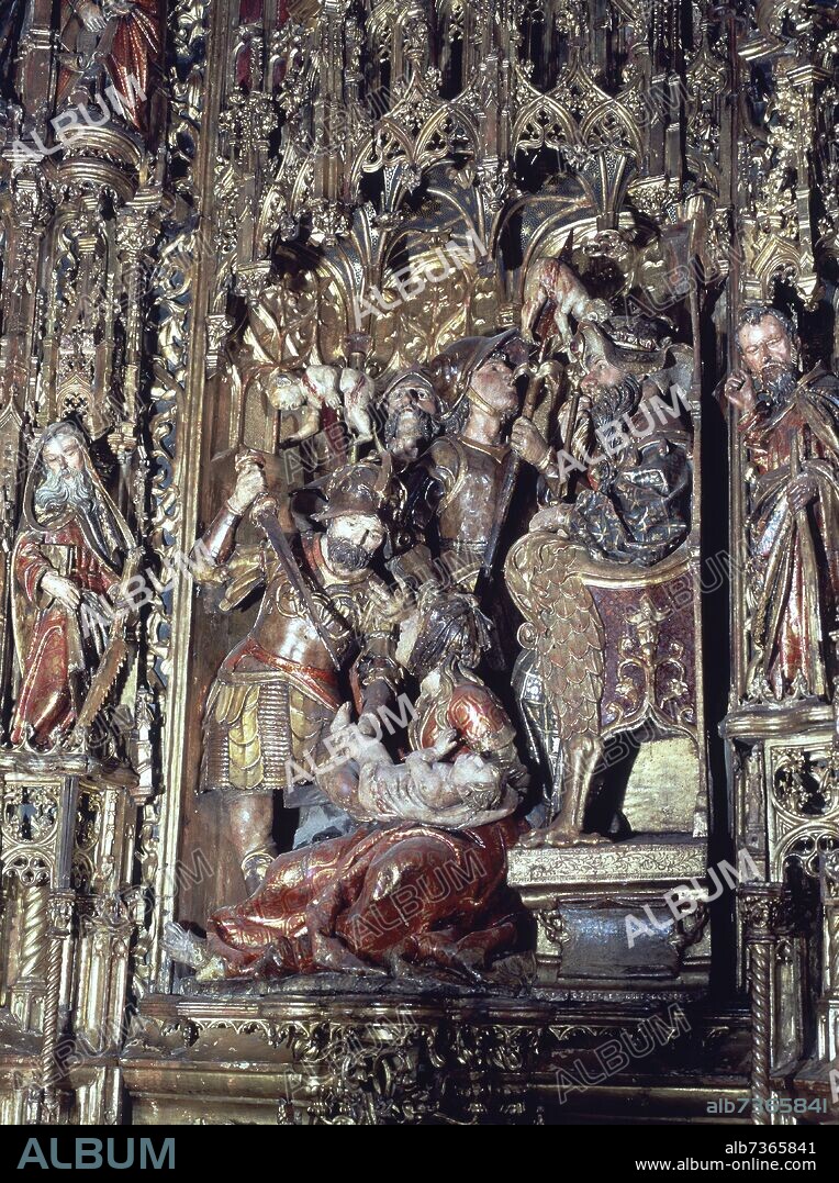 PEDRO DANCART O PIERRE DANCART-ESCULTOR SIGLO XV. DETALLE DE LA MATANZA DE LOS INOCENTES - RETABLO MAYOR DE LA CATEDRAL DE SEVILLA CONSTRUIDO ENTRE 1482 Y 1564.