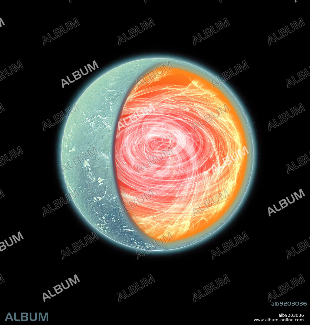 This illustration depicts a magnetar, a type of neutron star that has a relatively slow spin rate and generates occasional large blasts of X-rays. Most magnetars have extremely high magnetic fields on their surface that are ten to a thousand times stronger than for the average neutron star. New data from NASA's Chandra X-ray Observatory, ESA's XMM-Newton and NASA's Swift and RXTE satellites shows that a magnetar in our galaxy called SGR 0418+5729 (SGR 0418 for short) is exceptional, with a surface magnetic field similar to that of mainstream neutron stars. The artist's impression provides a close-up view of SGR 0418. This illustration highlights the weak surface magnetic field of the magnetar, and the relatively strong, wound-up magnetic field lurking in the hotter interior of the star. SGR 0418 is located about 6,500 light years from Earth. Release date May 23, 2013.