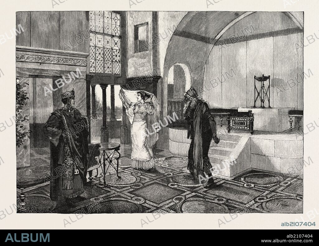 "HYPATIA," AT THE HAYMARKET THEATRE: ISSACHAR'S TEMPTATION OF ORESTES. Orestes (Mr. Lewis Waller); Hypatia (Miss Julia Neilson); Issachar (Mr. Beerbohm Tree).
