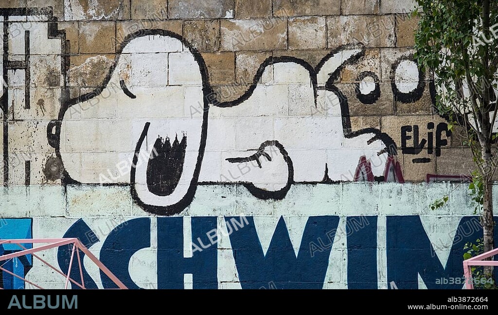 Snoopy graffiti, Leopoldstadt, Vienna, Vienna State, Austria