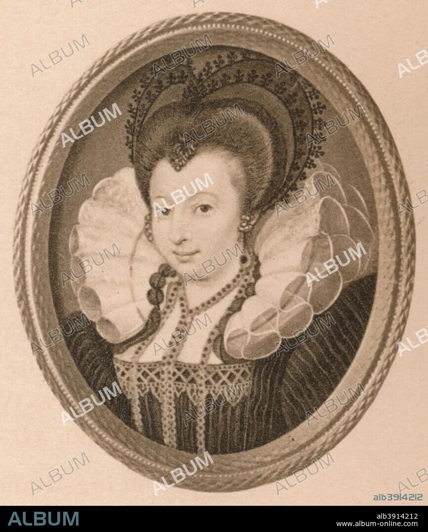 'Catherine Knevett, Countess of Suffolk', c16th century (1904). Catherine (or Katherine) Howard, Countess of Suffolk (1564-1638), was an English court office holder. She served as lady-in-waiting to the queen consort of England, Anne of Denmark.  From James I. and VI, by T. F. Henderson. [Goupil & Co., Paris, Edinburgh, New York, London, 1904].