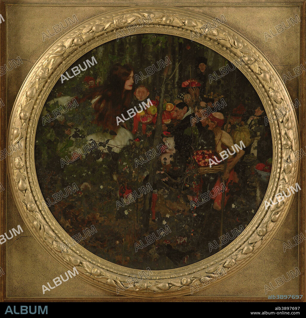 FRANK CRAIG. Goblin market. Date/Period: 1911. Oil paintings. Oil on canvas. Height: 1,060 mm (41.73 in); Width: 1,060 mm (41.73 in).