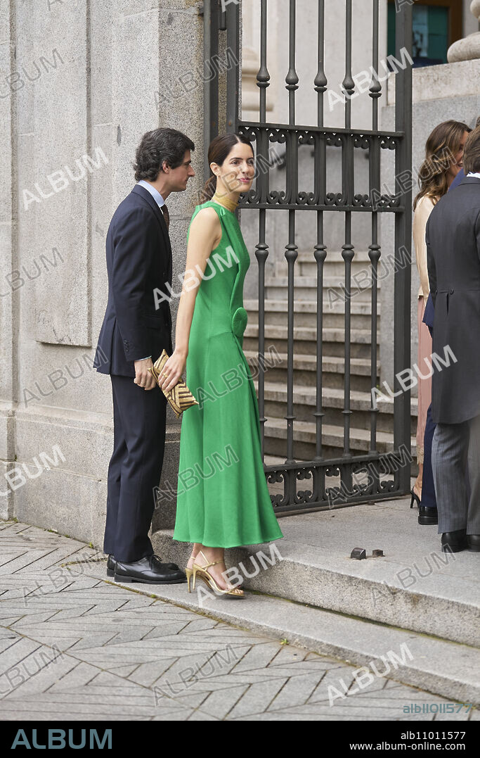 Sofia Palazuelo, Fernando Fitz-James Stuart arrives at the wedding of Jose Luis Martinez Almeida, major of Madrid, and Teresa Urquijo at Sagrado Corazon and San Francisco de Borja Church on April 6, 2024 in Madrid, Spain.