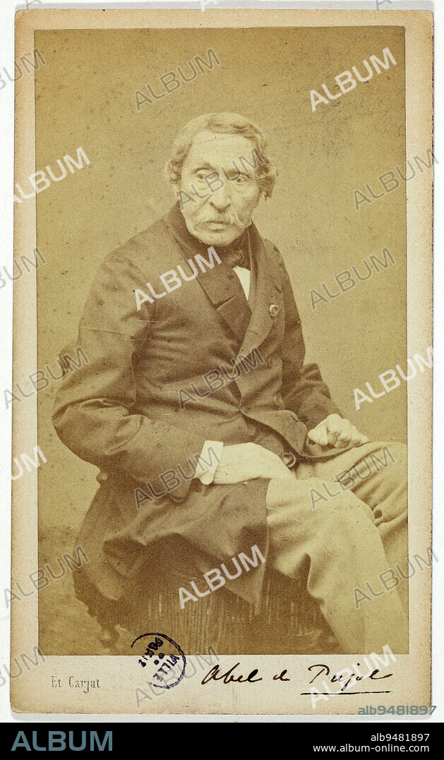 Portrait of Alexandre Denis Abel de Pujol, (painter), Carjat, Etienne, Photographer, Between 1870 and 1890, 2nd half of the 19th century, Photography, Graphic arts, Photography, Albumen paper print, Dimensions - Work: Height: 9.2 cm, Width: 5.5 cm, Dimensions: Height: 10.4 cm, Width: 6.2 cm.