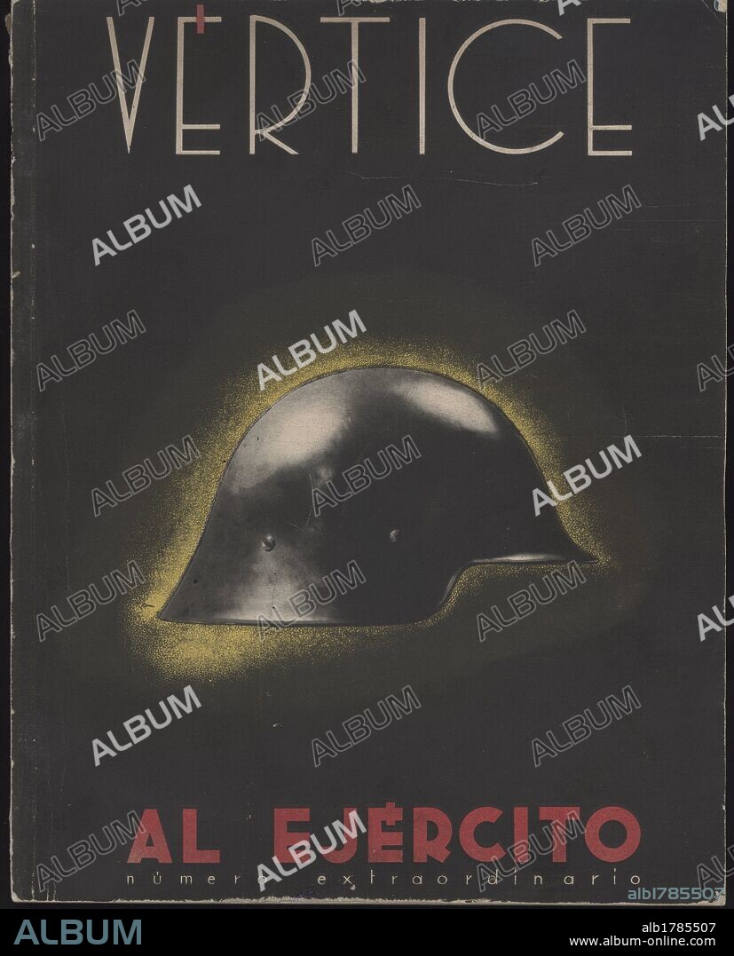 Guerra civil española (1936-1939). Portada de la revista Vértice, número 4 extraordinario Julio-Agosto 1937. Publicación de Falange Española. San Sebastián.