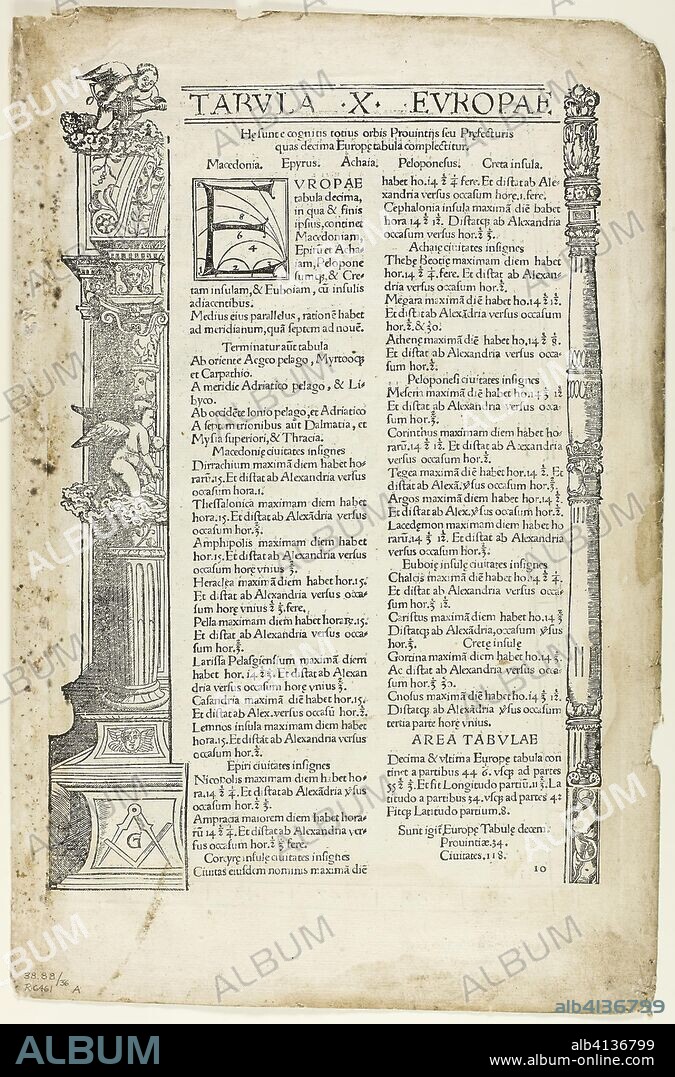 Illustration from "Geographia", plate 36 from Woodcuts from Books of the XVI Century. Unknown Artist (German, 16th century); assembled by Max Geisberg (Swiss, 1875-1943). Date: 1525. Dimensions: 327 × 218 mm (image/te×t); 394 × 257 mm (sheet). Woodcut on paper. Origin: Germany.