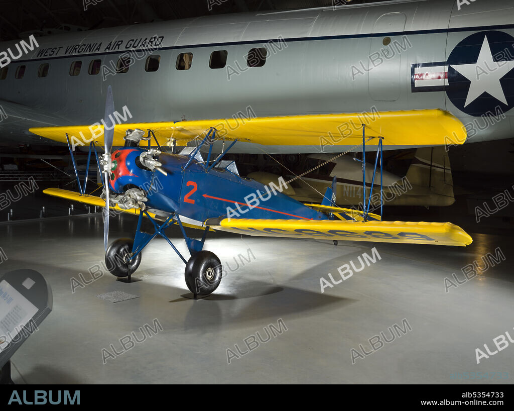 Two-seat, dual controls open-cockpit biplane with steel tube frame, spruce wing spars, aluminum ribs, all fabric covered; with Kinner K5 100 hp engine. The Fleet Model 2 was a primary flight trainer at the Roosevelt Aviation School, Long Island, New York, one of the leading civilian aviation schools in the U.S. in the 1930s. It was one of ten Fleet aircraft owned by Roosevelt Field, out of about 350 Fleet aircraft built between 1929 and 1942. Hundreds of student pilots received instruction in this Fleet at Roosevelt Field or later in Pennsylvania in the Civilian Pilot Training Program, which provided pilots for military service during World War II. Designed by Major Reuben Fleet as a smaller version of the military PT-3 trainer, the compact and relatively inexpensive Fleet was the first aircraft specifically designed for the civilian flight training market. In September 1979, Eugene Breiner, an FAA Principal Airworthiness Inspector, purchased NC8689 and restored it to its 1939 Roosevelt Field trainer configuration. In 1985, Breiner’s Plane Jane, so named because it was a just a plain simple airplane, returned to flying status.