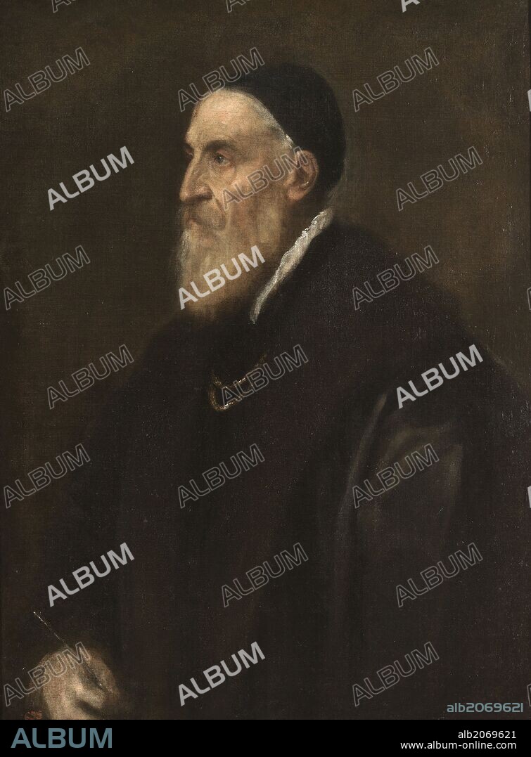Vecellio di Gregorio Tiziano / 'Autorretrato', Hacia 1562, Escuela Italiana, Óleo sobre Lienzo, 86 cm x 65 cm, P00407.