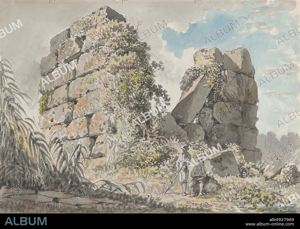 Carlo Labruzzi, Ruins on the Right of the Via Appia, Carlo Labruzzi (Italian, Rome 17481817 Perugia), ca. 1789, Watercolor over graphite, Sheet: 16 7/8 × 21 3/4 in. (42.8 × 55.2 cm), Drawings.