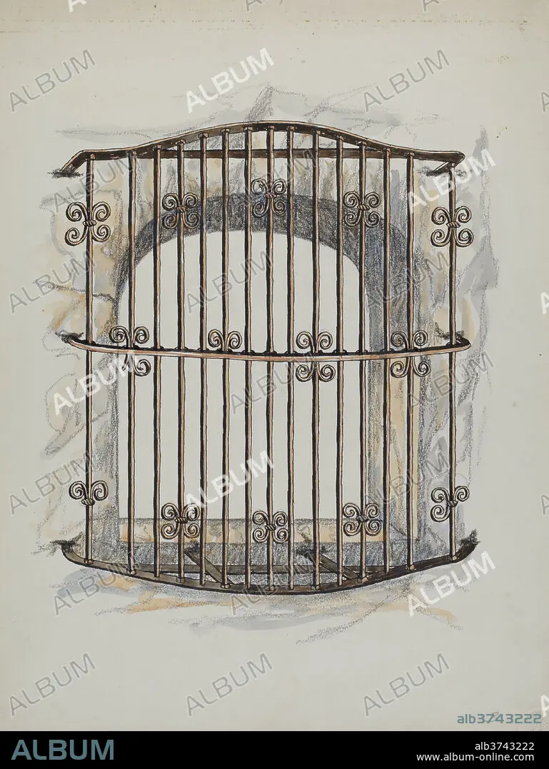WILLIAM KIECKHOFEL. Iron Grille at Window (a Restoration). Dated c