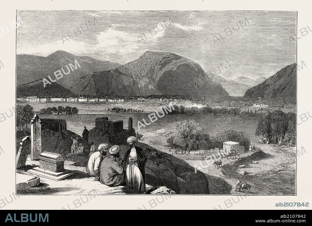 THE CITY OF CABUL FROM THE NORTH-EAST, AFGHANISTAN, ENGRAVING 1879.
