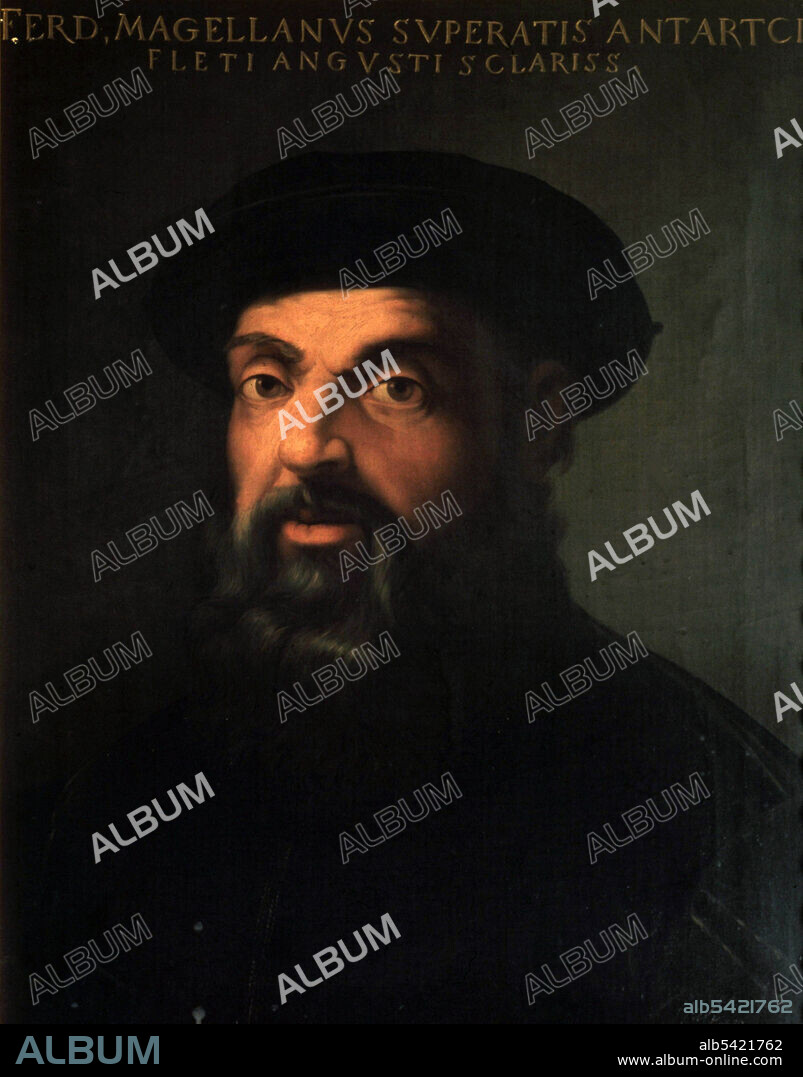 JOSÉ MARÍA GALVÁN Y CANDELA. MAGALLANES, FERNANDO. NAVEGANTE PORTUGUES. 1480-1521. OLEO DE JOSE MARIA GALVAN. PALACIO DEL SENADO. MADRID.