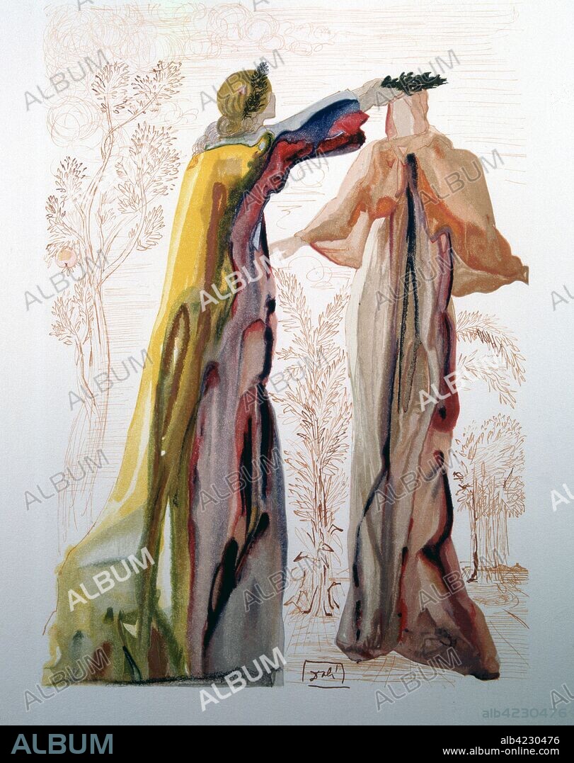 SALVADOR DALÍ. DANTE ALIGHIERI ESCRITOR ITALIANO. 1265-1231 "LAS PALABRAS DE DESPEDIDA DE VIRGILIO" XILOGRAFIA DE DALI PARA ILUSTRAR SU OBRA "LA DIVINA COMEDIA" CANTO XXVII. (PURGATORIO)  ATENCION: AUTOR CONTEMPORANEO SUJETO A COPYRIGHT ©. EL CLIENTE FINAL ES RESPONSABLE DE LA GESTION DE LOS DERECHOS DE AUTOR CON LAS SOCIEDADES EXISTENTES DE GESTION DE DERECHOS O DIRECTAMENTE CON LOS ORGANISMOS TITULARES DE LOS MISMOS.