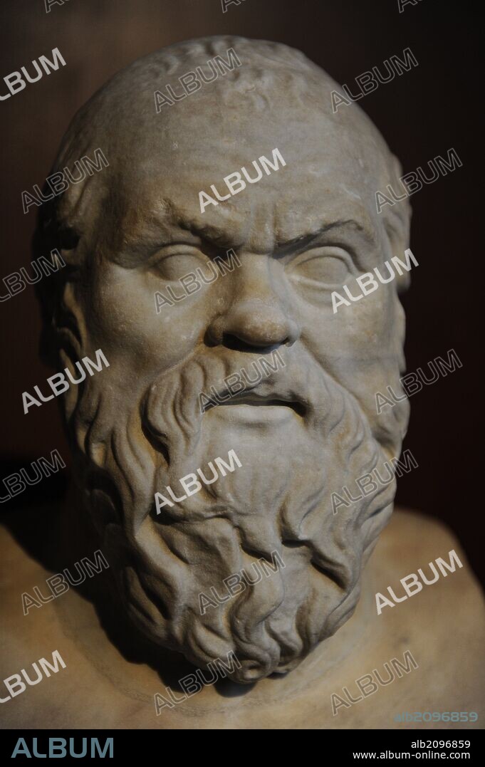 Socrates (470-399 BC). Athenian philosopher. Bust. Marble. Roman copy of 2nd century after a greek original of 4th century. Neues Museum. Berlin. Germany.