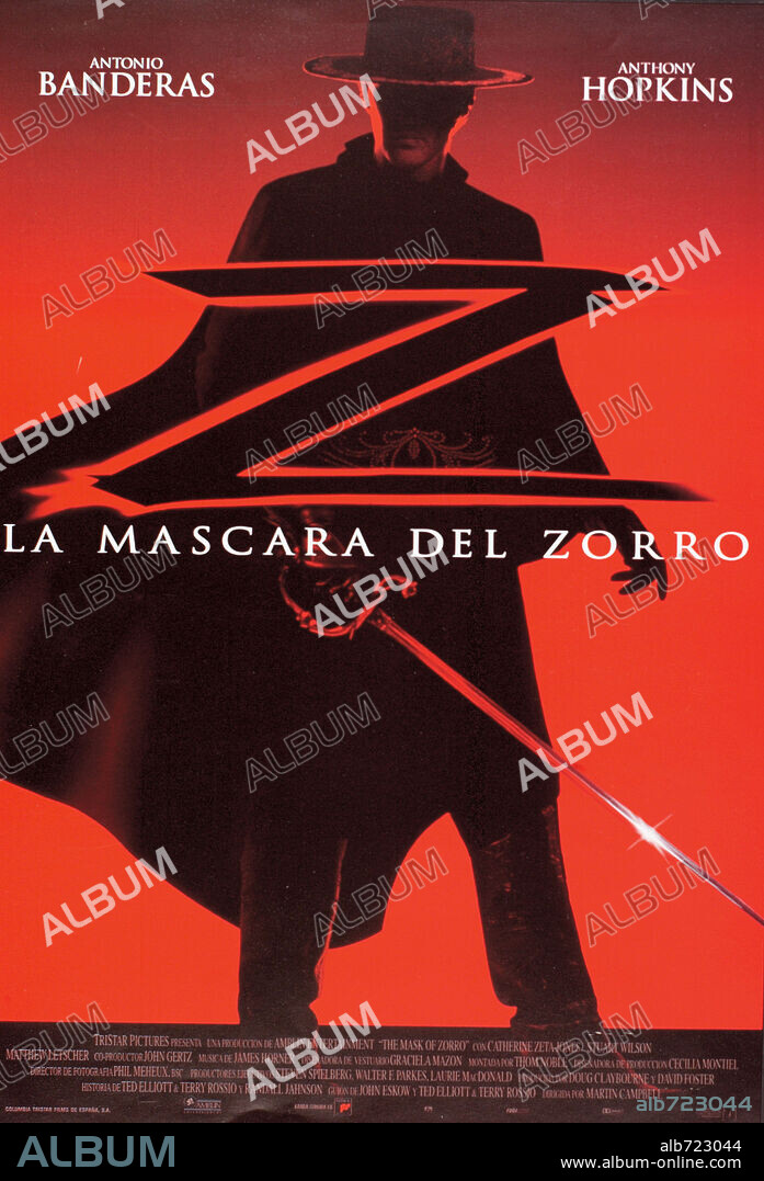 Poster of THE MASK OF ZORRO, 1998, directed by MARTIN CAMPBELL. Copyright AMBLIN ENTERTAINMENT.