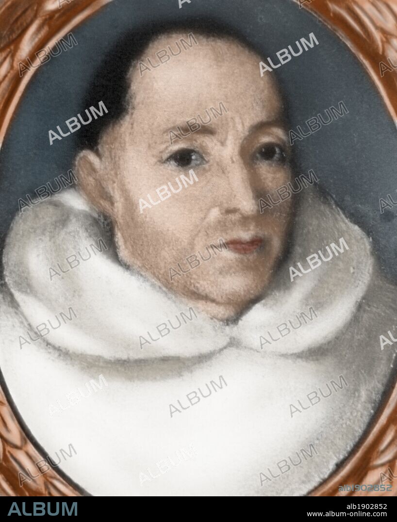 TIRSO DE MOLINA, seudónimo de Fray Gabriel TELLEZ (h.1571-1648). Comediógrafo español. Retrato. Colección Duque del Infantado. Imagen coloreada.