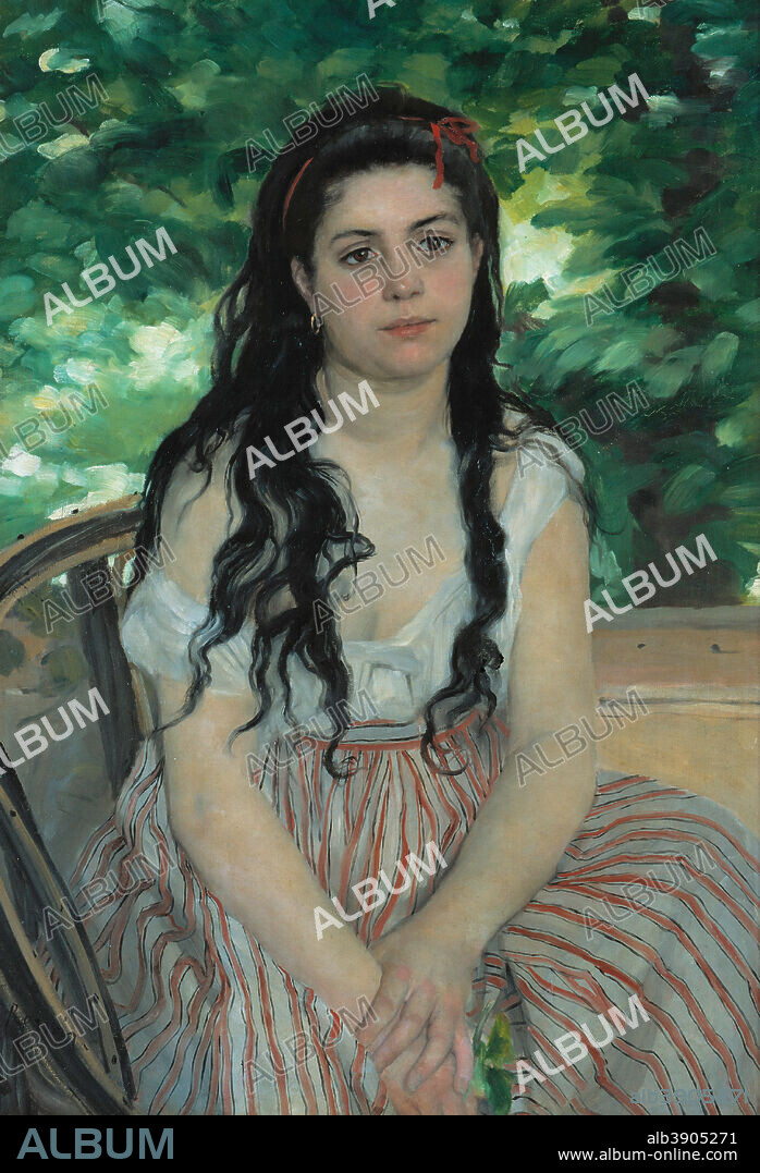 PIERRE-AUGUSTE RENOIR. En été / La bohémienne / Summer. Date/Period: 1868. Painting. Oil on canvas. Height: 85 cm (33.4 in); Width: 59 cm (23.2 in).