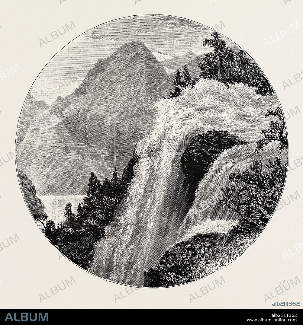 A VIEW IN THE GEIRANGER. Geiranger is a small tourist village in Sunnmøre in the municipality of Stranda in Møre og Romsdal county, in the western part of Norway. It lies at the head of the Geirangerfjord, which is a branch of the Storfjord.