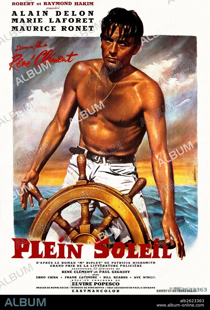 Poster of PURPLE NOON, 1960 (PLEIN SOLEIL), directed by RENE CLEMENT. Copyright PARIS FILM/PANITALIA/TITANUS.