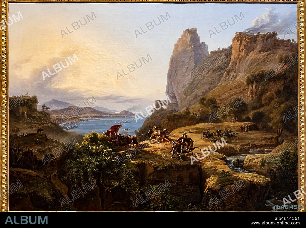 Massimo D'Azeglio: "The death of Leonidas (Thermopylae Pass)", oil painting on canvas, 1823.