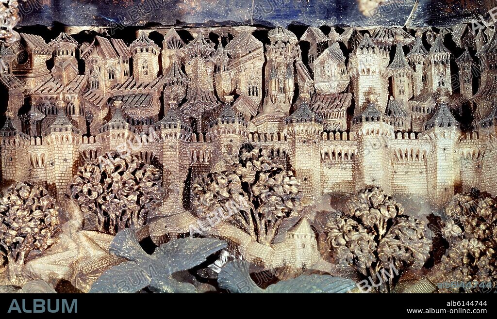 HANS SUABIA / PERE JOAN. DETALLE DEL RETABLO MAYOR DE LA SEO DE ZARAGOZA - SIGLO XV.