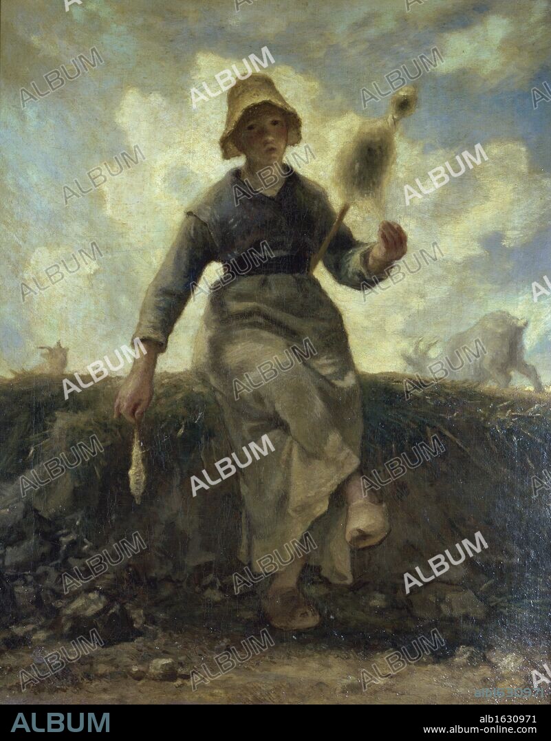 The Spinner, Goat-Girl from the Auvergne   (La Fileuse Chevriere Auvergnate)   c. 1868  Jean Francois Millet (1814-1875/French)   Musee d'Orsay, Paris.