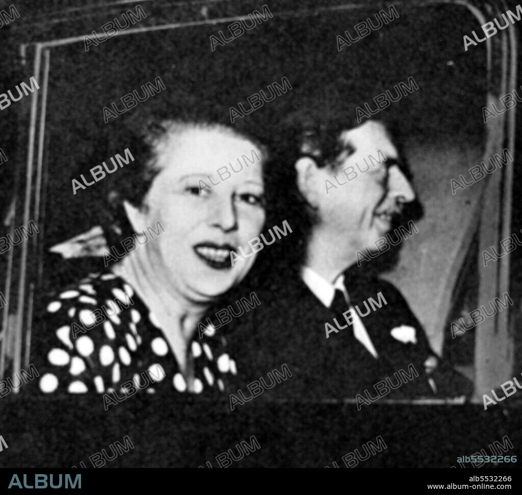 Ex-King Carol of Rumania and his wife Princess Helena crossing the French-Italian border at Menton. Carol II (3 October 1893 - 4 April 1953) reigned as King of Romania from 8 June 1930 until his forced abdication on 6 September 1940. Helen of Greece and Denmark (2 May 1896 - 28 November 1982), was the queen mother of Romania during the reign of her son King Michael I (1940-1947).