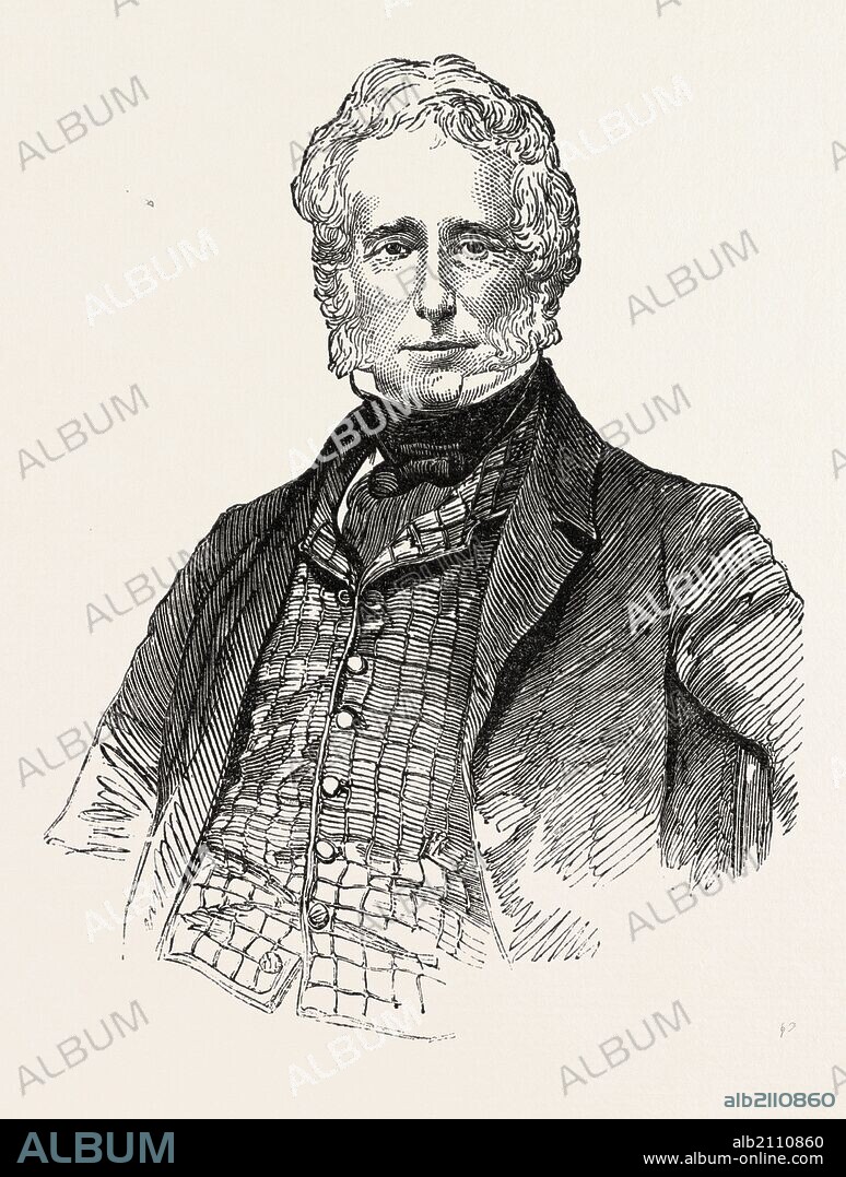 MR. R.A. SLANEY, M.P. FOR SHREWSBURY, UK, 1851 engraving.