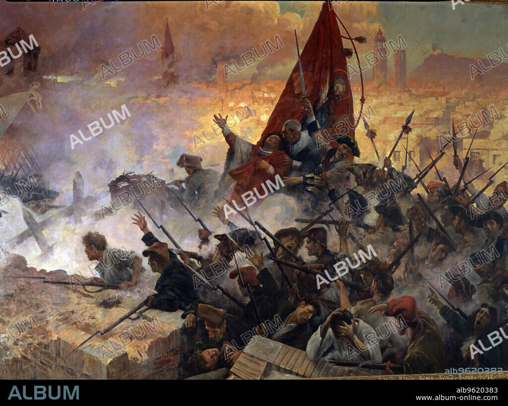 War of the Spanish Succession (1701 - 1715), 'Onze de setembre, 1711', Rafael de Casanovas wounded in the walls of Barcelona next to the Santa Eulalia standard.