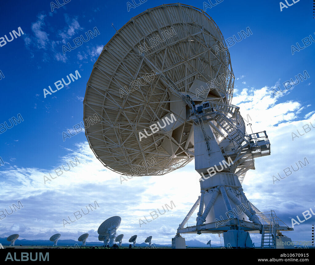 The unusually named National Radio Astronomy Observatory,VLA,(Very Large Array) 46 miles West of Socorro New Mexico is a series of 27 giant parabolic dish antennas,each weighing 235 tons.they search deep space for faint radio signals emitted by celestial objects. Aimed together,they form a grid that can see an area equal to what an optical telescope with a lens 20 miles in diameter!.