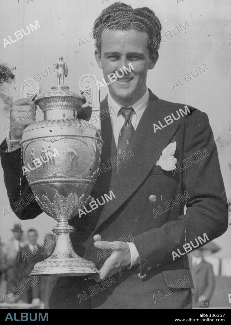 Golf - Amateur Golf Championship Final, at Royal St. Geaorge's golf club, sandwich, kent. won by Robt. Sweeny, Jnr. (Royal and Ancient) 547917. The winner of the Amateur golf championship Robert Sweeny ***** (R. and A.) with the cup. June 11, 1937. (Photo by Sport & General Press Agency Limited).