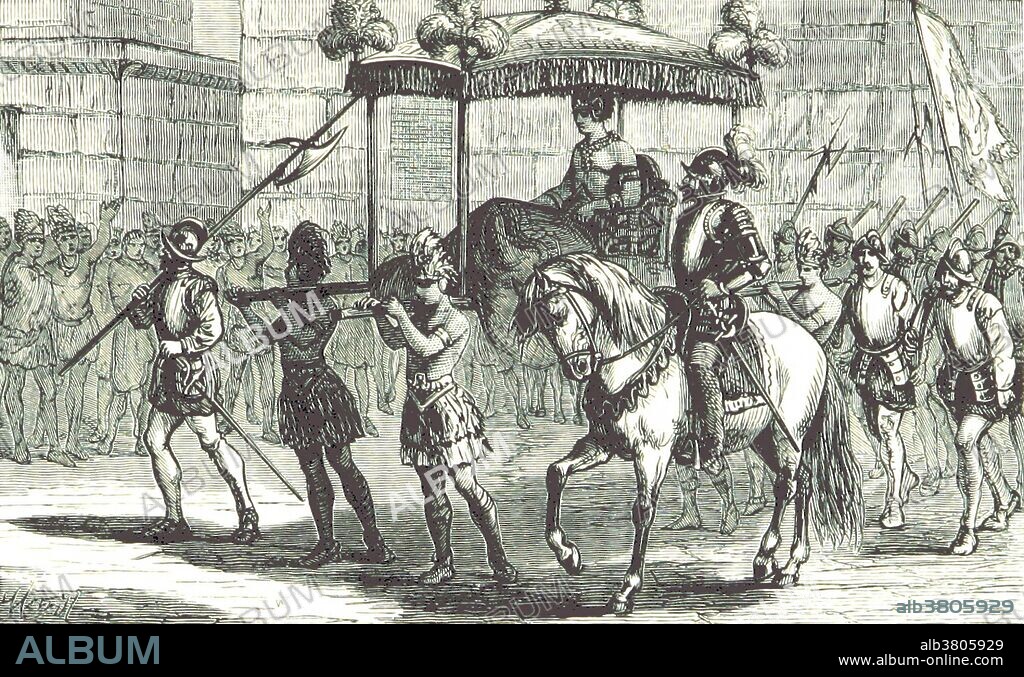 Francisco Pizarro GonzÃ¡lez (1471 or 1476 - June 26, 1541) was a Spanish conquistador. Pizarro undertook two expeditions to conquer the Incan Empire in 1524 and in 1526. Both failed as a result of native hostilities, bad weather, and lack of provisions. In 1528, he reached northern Peru and found the natives rich with precious metals. He returned to Spain and appealed directly to King Charles I. He received a license for the expedition and authority over any lands conquered during the venture. He was joined by family and friends, and the expedition left Panama in 1530. Under his leadership, the Incan ruler Atahualpa was executed and the Spanish took control of the Incan capital of Cuzco. In 1535, Pizarro founded the city of Lima. Quarrels between Pizarro and his comrade-in-arms Diego Almagro culminated in the Battle of Las Salinas. Almagro was captured and executed, and on June 26th, 1541, his son assassinated Pizarro in Lima. Engraving taken from page 133 of "The Land of the Incas and the City of the Sun; or the story of Francisco Pizarro and the conquest of Peru" by W.H. Davenport Adams, 1885.