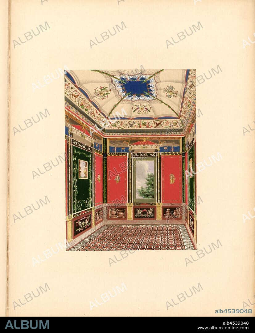 Pompeian Room, Room of the summer house in the garden of Buckingham Palace, Taf. 16, p. 11, Ludwig Gruner; Anna Jameson: The decorations of the garden-pavilion in the grounds of Buckingham Palace. London: publ. by John Murray; Longman & Co.; P. & D. Colnaghi; F. G. Moon; and L. Gruner, MDCCCXLVI.