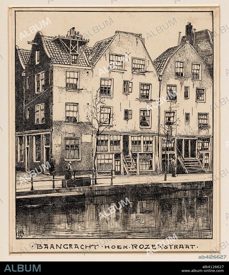 Baangracht corner Rozenstraat in Amsterdam. Draughtsman: Willem Wenckebach. Dating: 1870 - 1937. Place: Amsterdam. Measurements: h 171 mm × w 144 mm.