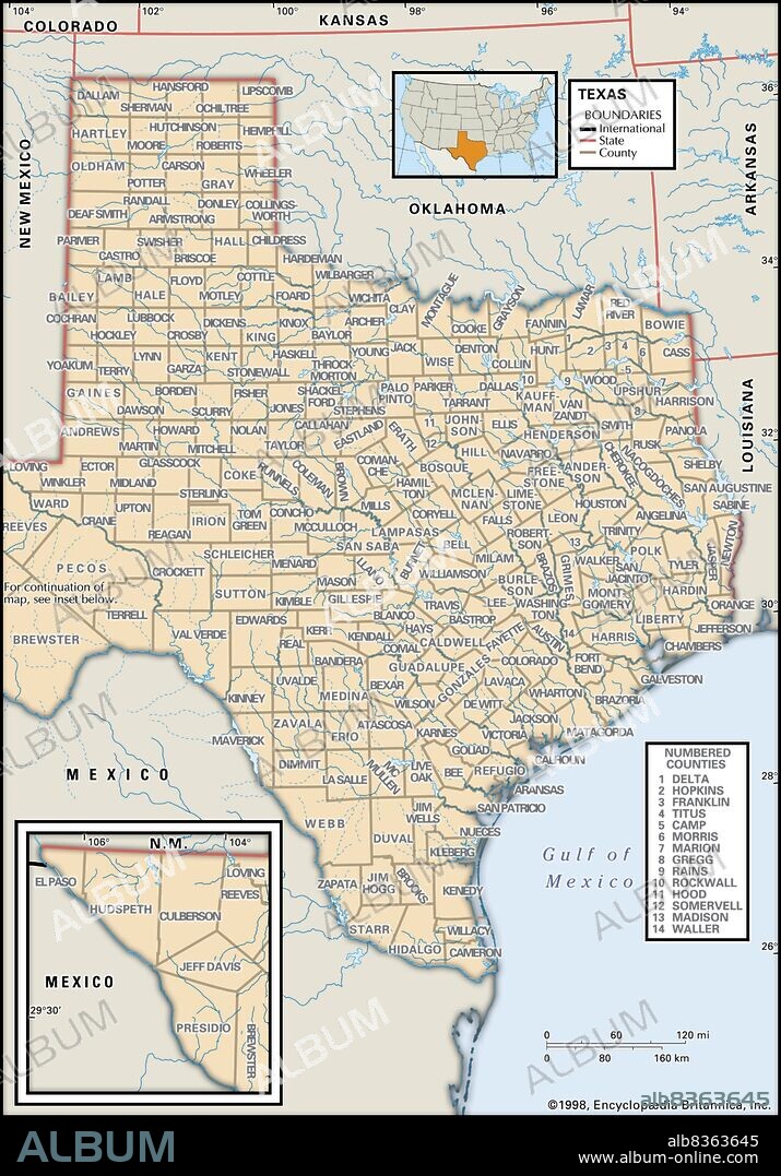 Political map of Texas.