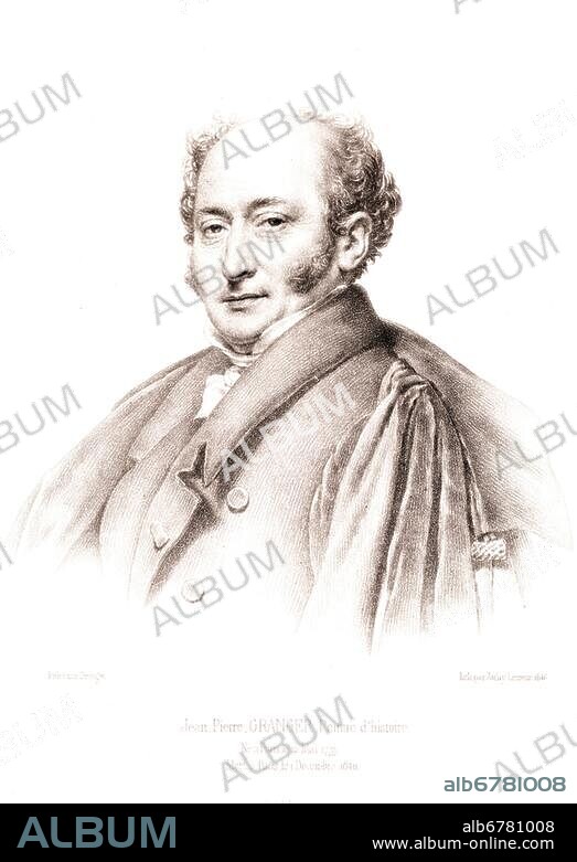 Granger, Jean Pierre; französcher Maler; Paris. 11.3.1779 - ebd. 1.12.1840. "Jean-Pierre GRANGER Peintre d'histoire". Kreidelithographie, 1846, von Hyacinthe Aubry-Lecomte (1787-1858) nach Selbstbildnis Grangers. 21 × 15,6 cm. Paris, Privatsammlung.