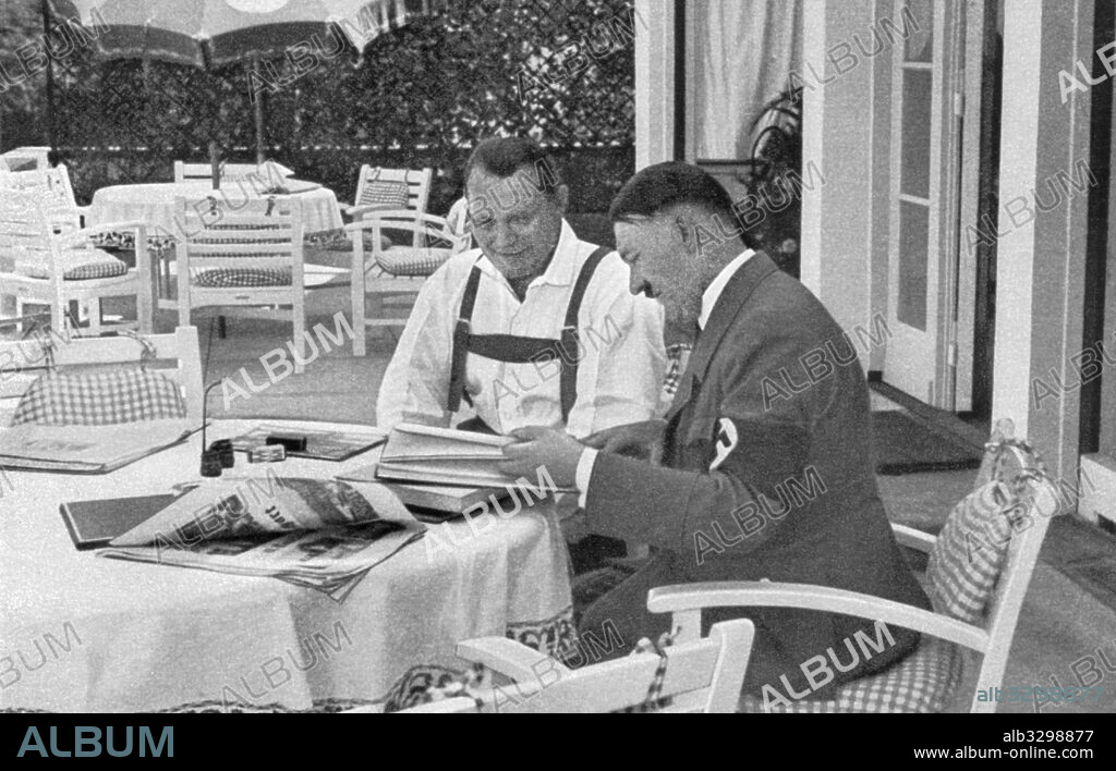Adolf Hitler and Hermann Goring at the Berghof in Berchtesgaden - c1935.