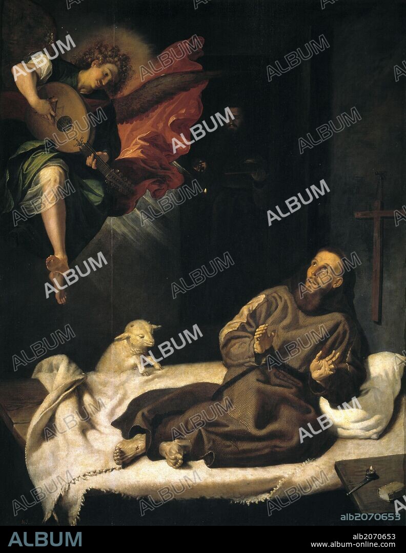 Francisco Ribalta / 'San Francisco confortado por un ángel músico', Hacia 1620, Escuela Española, Óleo sobre Lienzo, 204 cm x 158 cm, P01062.
