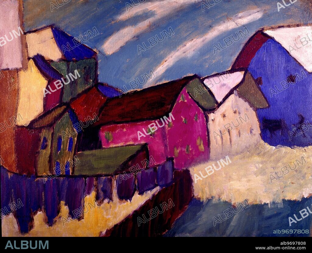 GABRIELE MÜNTER. Dorfstrasse im Winter, 1911. by Gabriele Munter (1877-1962). Gabrielle Münter was a German expressionist painter who was at the forefront of the Munich avant-garde in the early 20th century. Münter was born in Berlin.. ©TopFoto.