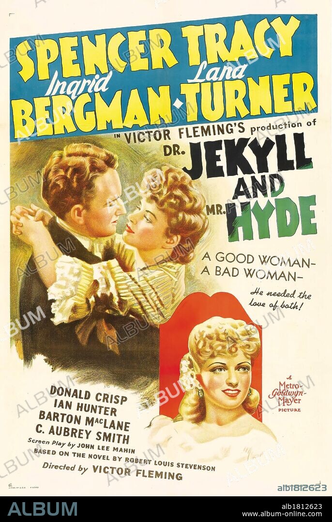 Poster de EL EXTRAÑO CASO DEL DOCTOR JEKYLL, 1941 (DR. JEKYLL AND MR. HYDE), dirigida por VICTOR FLEMING. Copyright METRO GOLDWYN MAYER.