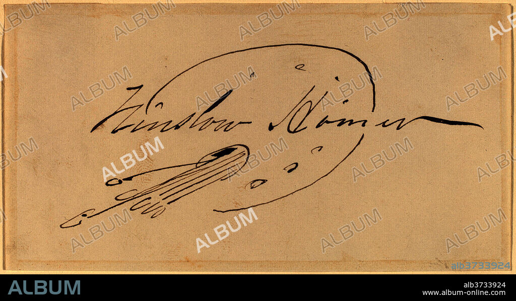 WINSLOW HOMER. Signature in Palette. Dimensions: overall: 6.4 x 12 cm (2 1/2 x 4 3/4 in.). Medium: pen and brown ink on wove paper.