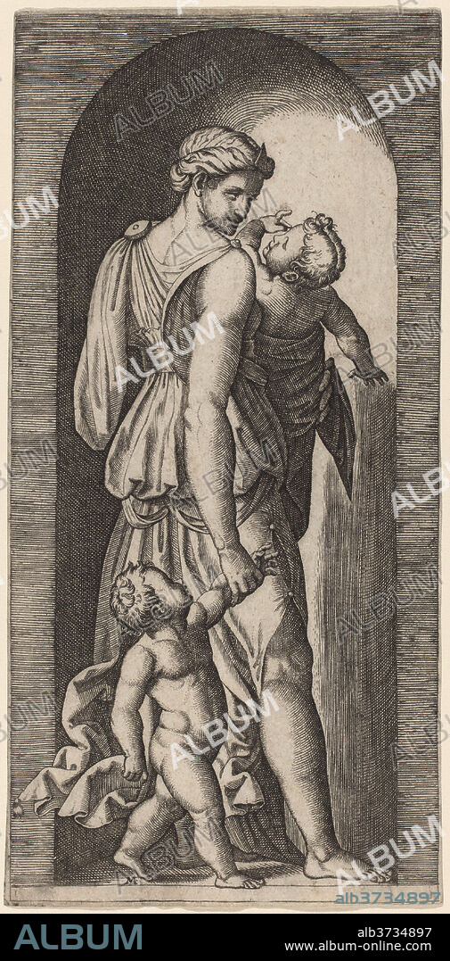 MARCANTONIO RAIMONDI AFTER RAPHAEL. Charity. Medium: engraving.